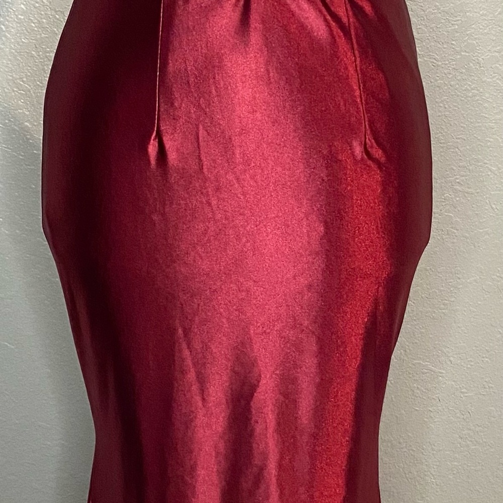 Elegant Red Satin Skirt